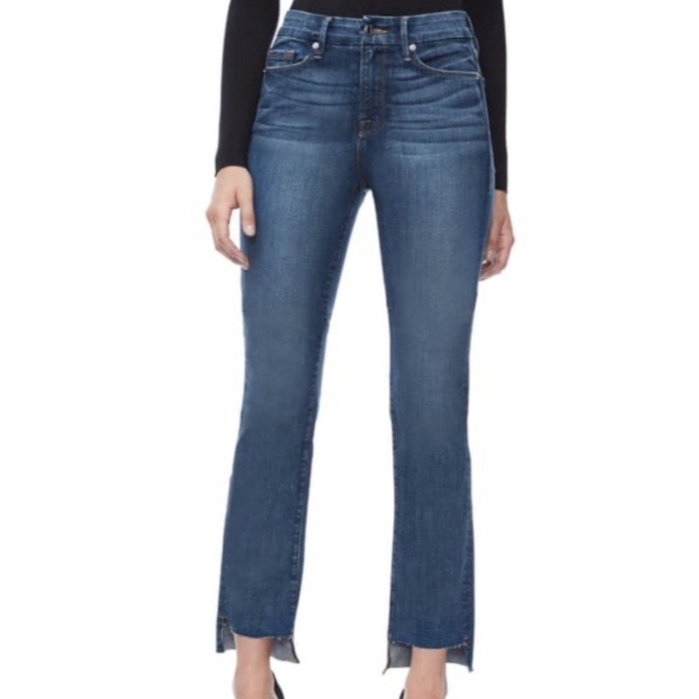 GOOD AMERICAN Step Hem Straight Leg Jeans